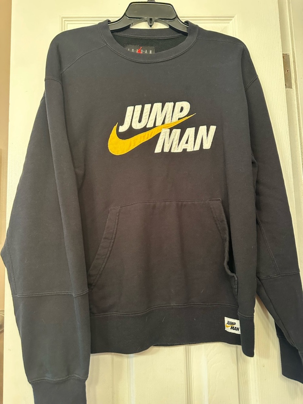 Jordan Jumpman Crewneck Sweatshirt in Black with Yellow Logo
